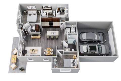 Floor plan for 2 beds, 2 baths, 1061 sqft